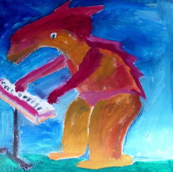 Echse spielt Keyboard