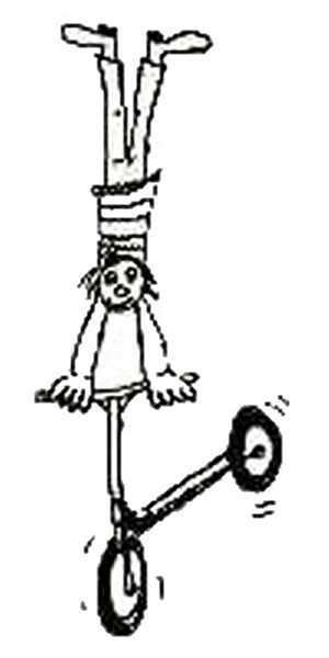 Zeichnung: Handstand auf Rollerlenker